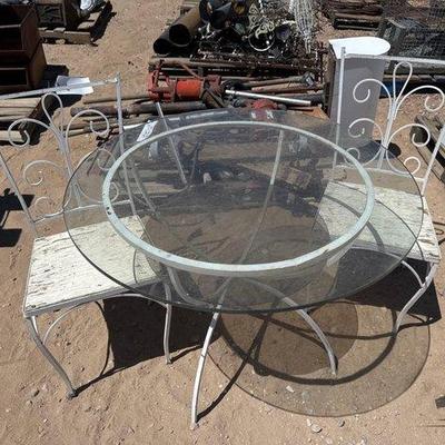 Sale Photo Thumbnail #446: #3120 • Glass Top Table and (2) Chairs
