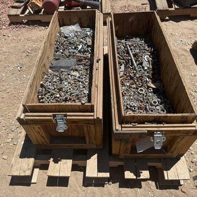 Sale Photo Thumbnail #426: #3080 • (2) Wooden Crates Full of Screw, Nuts, Bolts & Nails
