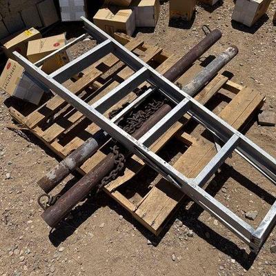 Sale Photo Thumbnail #348: #2462 • 4Ft Ladder, 2 Metal Piles with Loops
