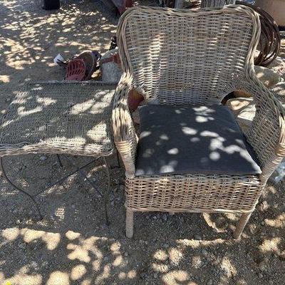 Sale Photo Thumbnail #64: #1040 • Wicker Rattan Patio Chair and Table
