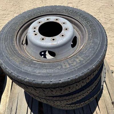 Sale Photo Thumbnail #288: #2278 • NEW!!! 6 Continental HSR+ 225/70R19.5 Tires with Wheels
