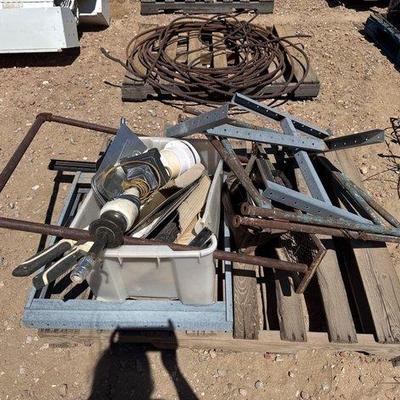 Sale Photo Thumbnail #449: #3126 • Pallet of Metal Parts, Lamp and Tools
