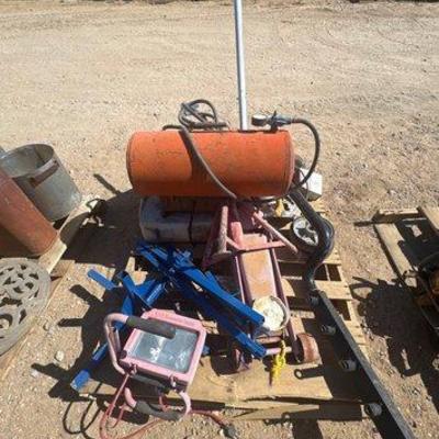 Sale Photo Thumbnail #482: #3192 • Air Compressor, Tools, Wheels, Flood Light & Floor Jack
