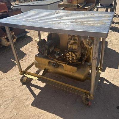 Sale Photo Thumbnail #413: #3054 • Metal Table with Motor Attached
