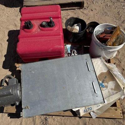 Sale Photo Thumbnail #251: #2210 • 12 Gallon Gas Tank, Hand Saws, Nails, Mirror and More
