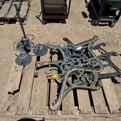 Sale Photo Thumbnail #290: #2284 • Light Fixture with Metal Bench Arms/Legs
