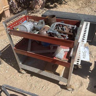 Sale Photo Thumbnail #394: #3016 • Metal Cart with Tools

