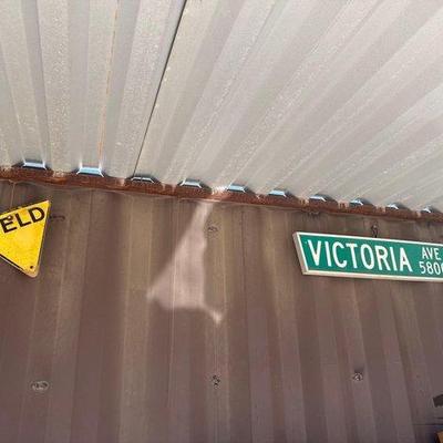 Sale Photo Thumbnail #125: #1522 • Wooden Yield Sign & Victoria Ave Street Sign

