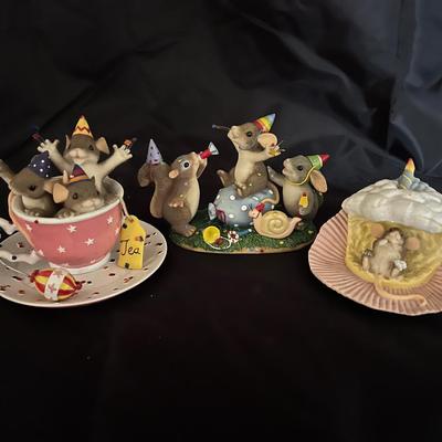 Lot 311: Charming Tails Birthday & Party Figurine Lot – Tea, Confetti, and Cake    