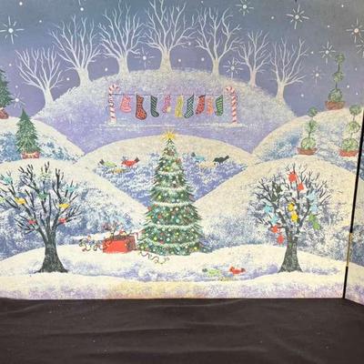 Lot 154:  Wooden Folding Screen, North Pole Backdrop, 3-Panel