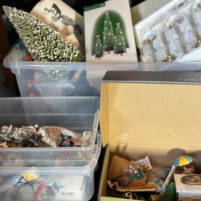Lot 172:  Tote Of Trees, Some Dept 56, Accessories