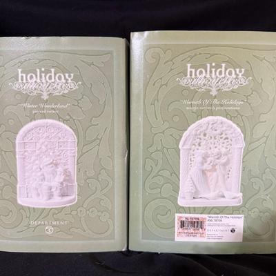 Lot 415: Dept 56 Holiday Silhouettes Votive Set – “Winter Wonderland” & “Warmth of the Holidays” – N