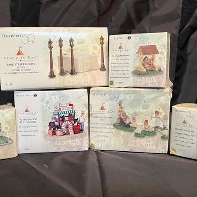 Lot 351: Department 56 Seasons Bay Figurine Lot – NIB Accessories & Scenes – Set of 6      