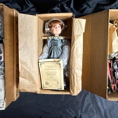 Lot 404: Lot of 3 Boxed Porcelain Collector Dolls w/ COAs – Ganz, Boyds, & Violin Accessory