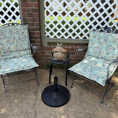 Wrought Iron Coil Spring Patio Chairs 