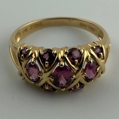 14k Yellow Gold Rhodolite Garnet Ring