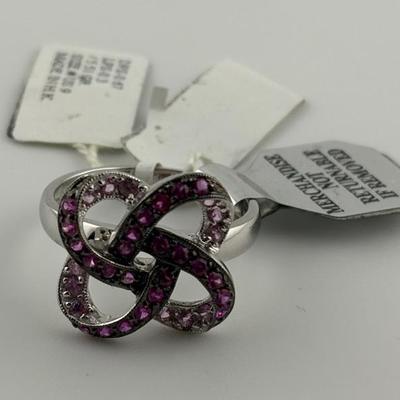 14k White Gold Pink Topaz Ring