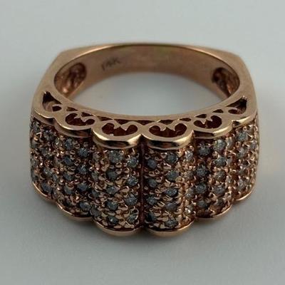 14k Rose Gold Natural Diamond Cluster Ring