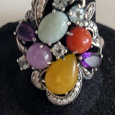 Multi Stone Jade Ring