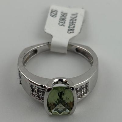 14k White Gold 2 Carat Green Amethyst Ring