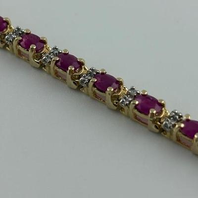 10k Yellow Gold Ruby & Diamond Tennis Bracelet