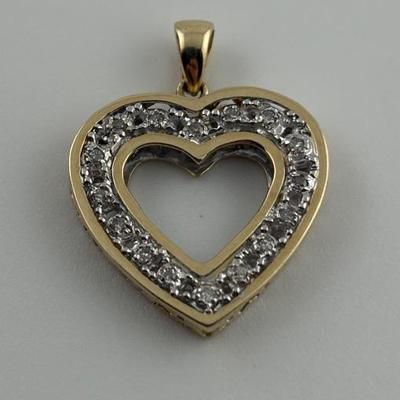 10k Yellow Gold Natural Diamond I Love You Heart Pendant