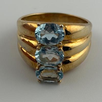 3.5 TCW Oval Blue Topaz Ring