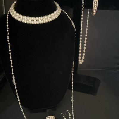 Pearl, Rhinestone And Crystal Costume Jewelry