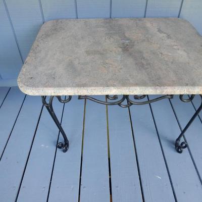 Marble / granite on black iron frame
