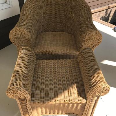 Dedon wicker over metal chair and ottoman $1,200