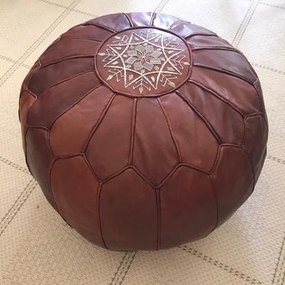 Indian leather pouf $189