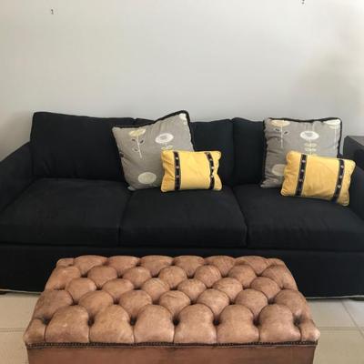 Lester custom sofa $795
86 X 35 X 36"
leather tufted bench and trunk $350
42 X 20 X 16"
