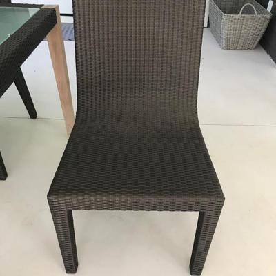 Janus et Tie glass, teak & Janus weave table and 6 chairs $3,500