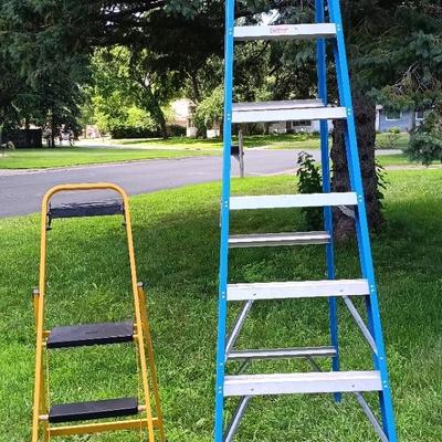 8' Keller Fiberglass Step Ladder & Small Utility Stool 