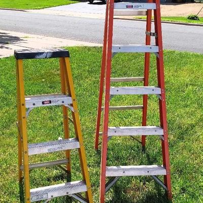 Pair of Fiberglass Step-Ladders - 6' & 4' 
