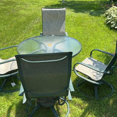 Homecrest Patio Table + 4 Swivel Chairs