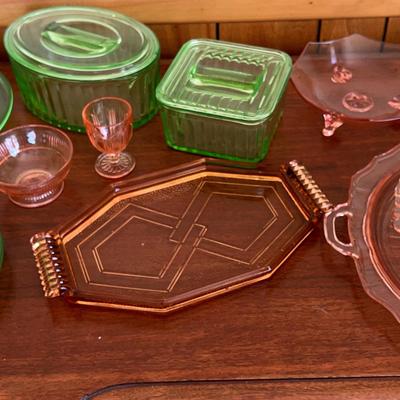 Pink & Green Depression Glass Collection