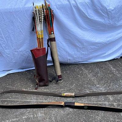 Pair of Vintage Bows, Arrows & Quivers 
