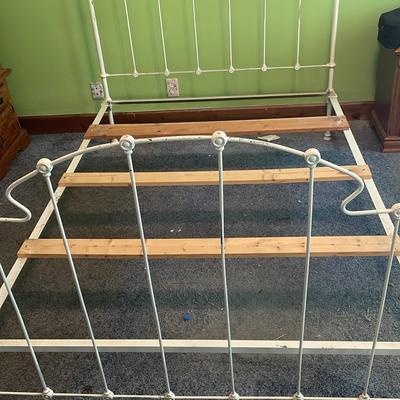 Antique White Metal Bed Frame