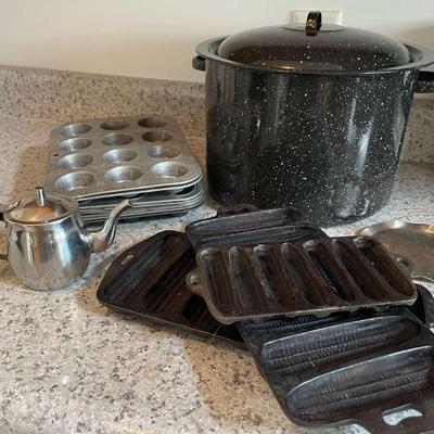 Vintage Lot of Kitchen Items - Stainless, Enamel, Iron, Aluminum  