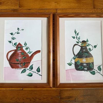 Tea Pot & Vine Paintings 