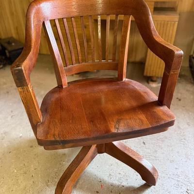 Vintage Wood Desk Chair With Wheels
