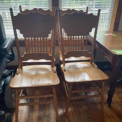 4 Antique Wood Chairs - Beautiful Details & Great Shape