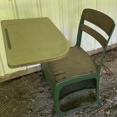 Antique School Desk And Chair