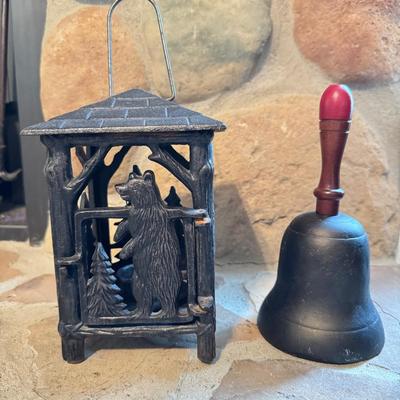 Cast Iron Bell & Midwest Candle Lantern