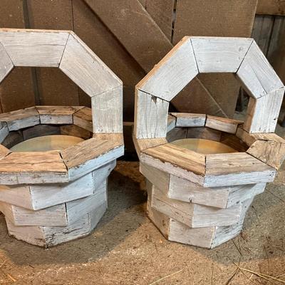 Wood Basket Planters 