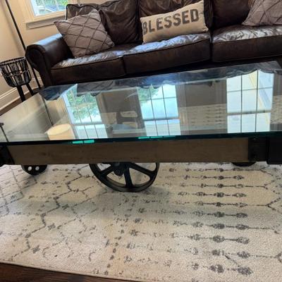 Restoration Hardware Factory Cart Coffee Table 
58” W x 32” D x 17” H