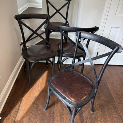 Restoration Hardware Four (4) Madeleine Leather DIning Chairs