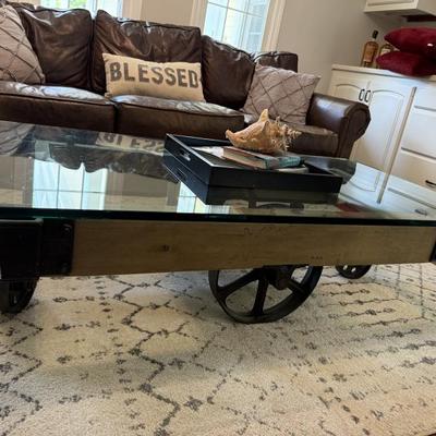 Restoration Hardware Factory Cart Coffee Table 
58” W x 32” D x 17” H