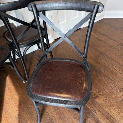 Restoration Hardware Four (4) Madeleine Leather DIning Chairs